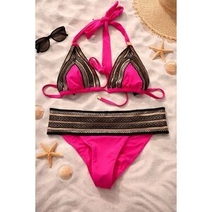 NWT Dolcessa roma banded bikini in fusia, Small $195 A20